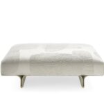 Luxury Modular Sofa Curved Wood Base Brass Accents Goose Down Cushions