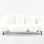 Plush Ecological Fur Sofa with Floating Powder Puff Cushions and Gellyfoam Comfort