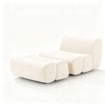 Modular Velvet & Leather Sofa System with Elm Wood Marble Coffee Tables