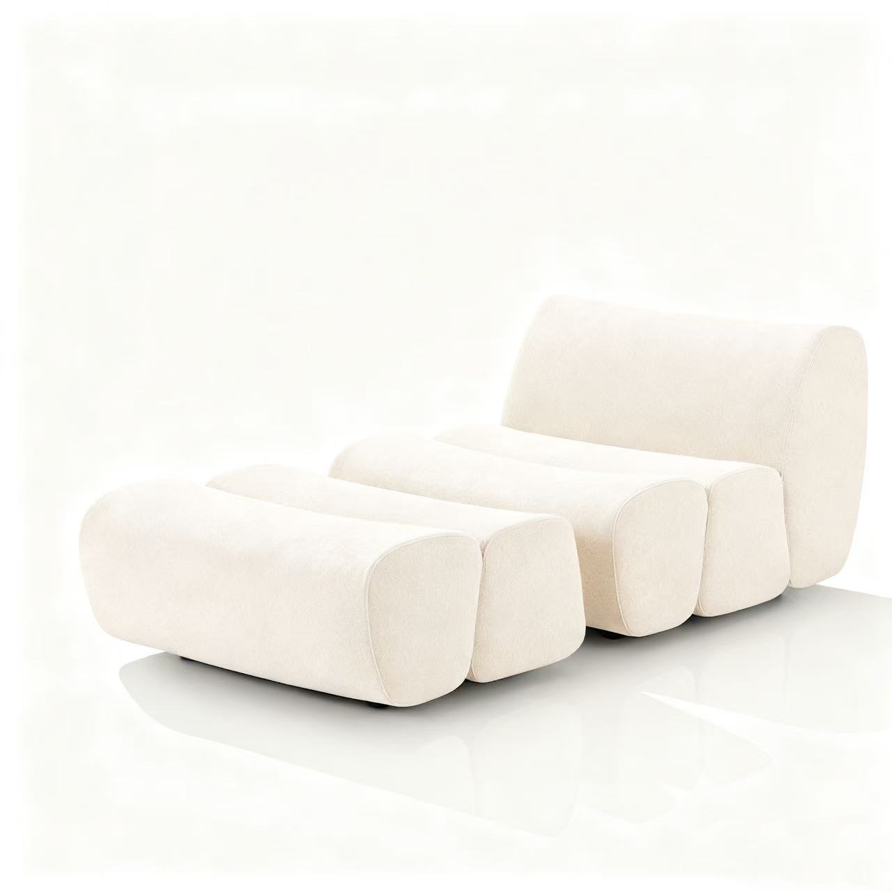 Modular Velvet & Leather Sofa System with Elm Wood Marble Coffee Tables