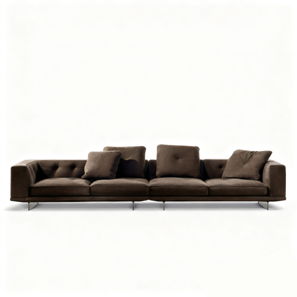 Floating Modular Sofa with Certified Goose Down Cushions and Couture Stitching