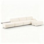 Modular Velvet & Leather Sofa System with Elm Wood Marble Coffee Tables