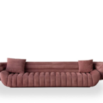 Sculptural Deconstructed Leather Sofa with Floating Elements and Artistic Quilting
