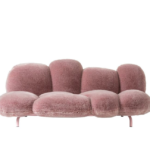 Plush Ecological Fur Sofa with Floating Powder Puff Cushions and Gellyfoam Comfort