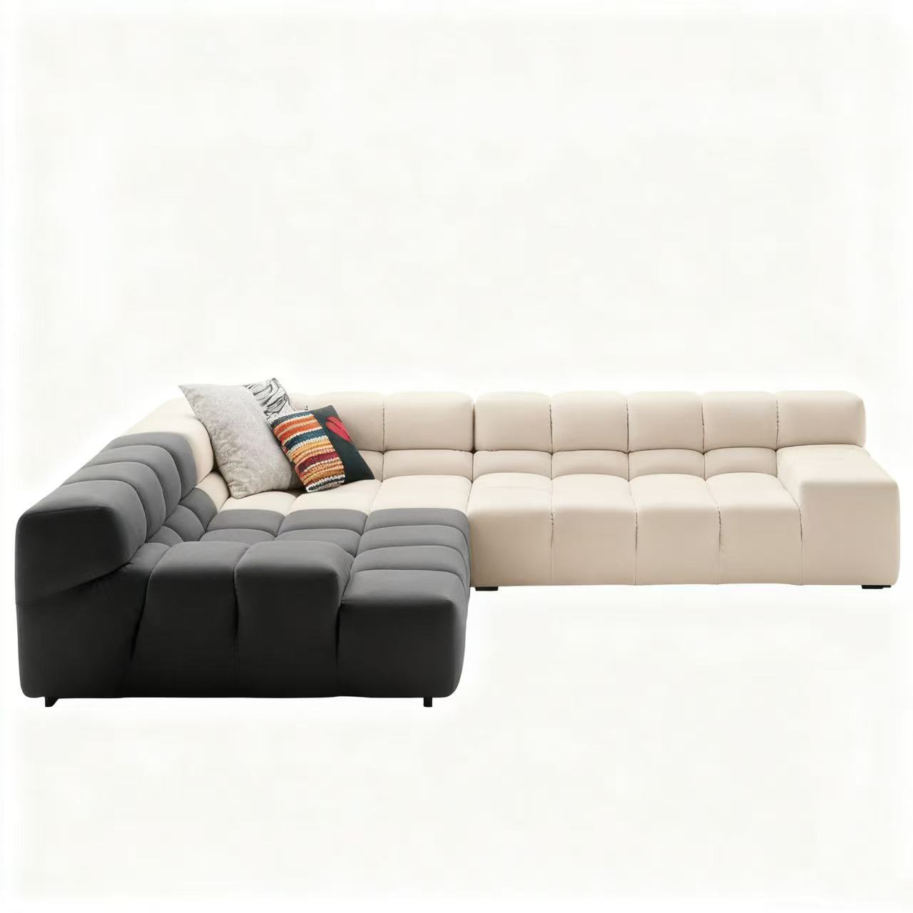 Contemporary Chesterfield Style Modular Sofa with Ottoman