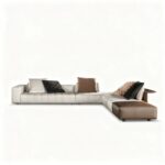 Luxury Modular Sofa with Dual Cushion Systems & Bronze Aluminum Base