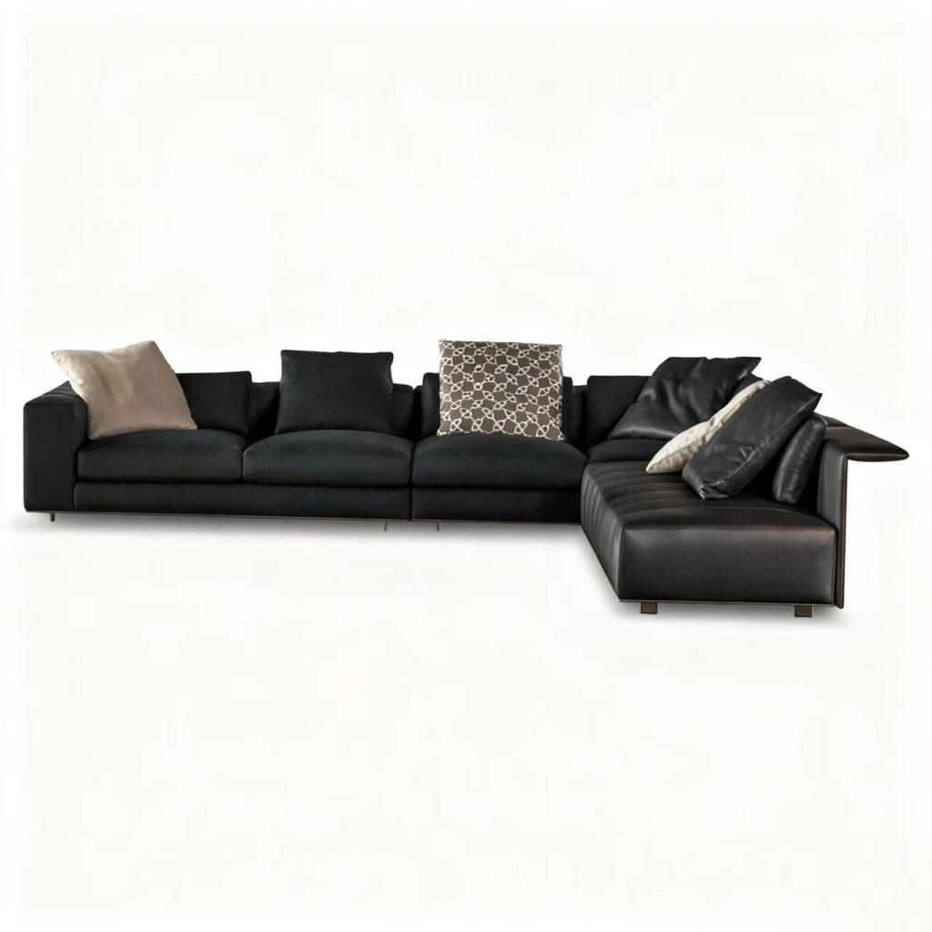 Luxury Modular Sofa with Dual Cushion Systems & Bronze Aluminum Base