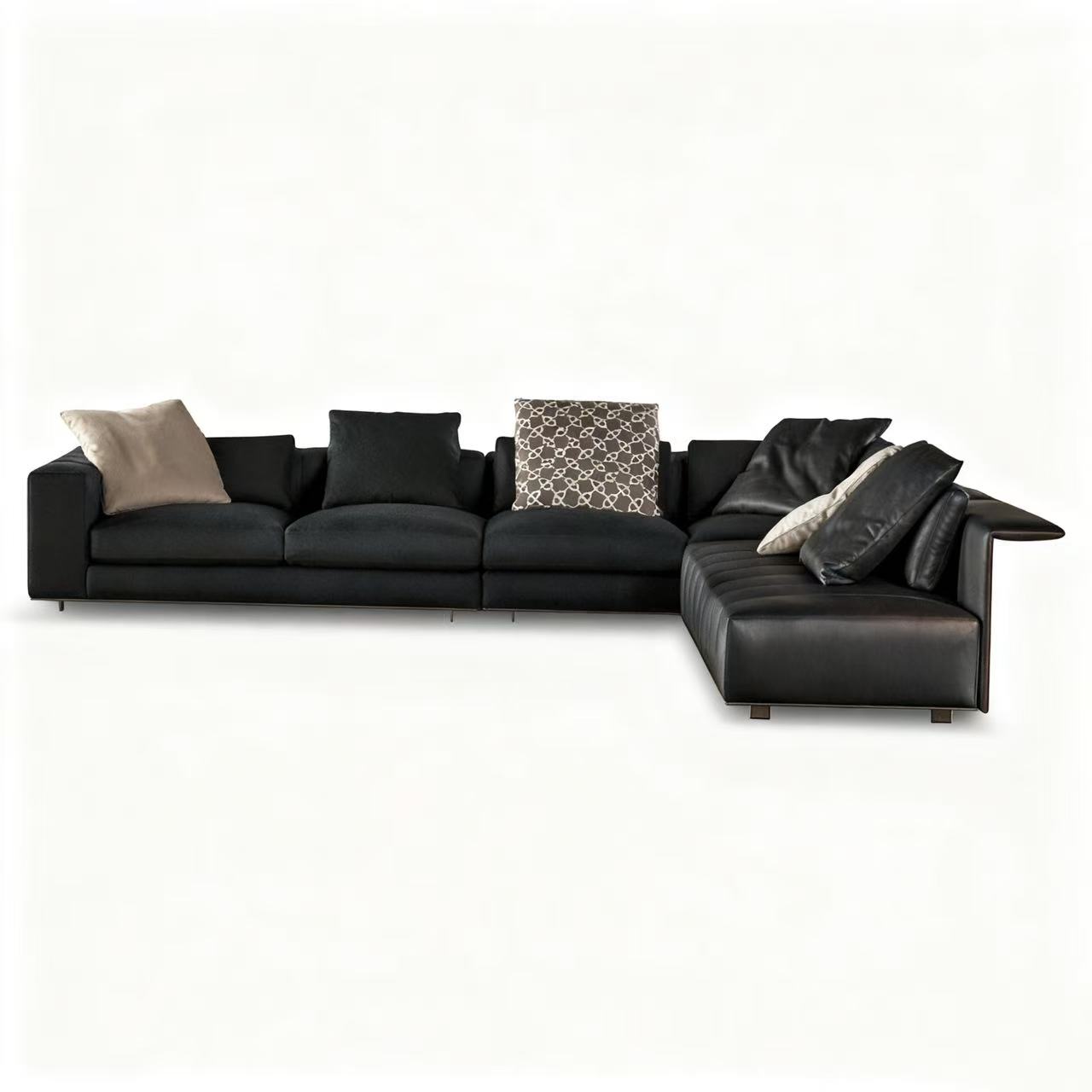 Luxury Modular Sofa with Dual Cushion Systems & Bronze Aluminum Base
