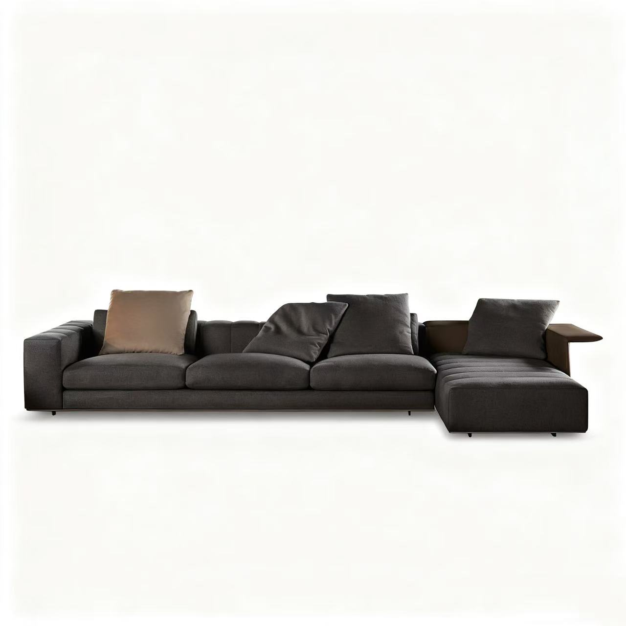 Luxury Modular Sofa with Dual Cushion Systems & Bronze Aluminum Base