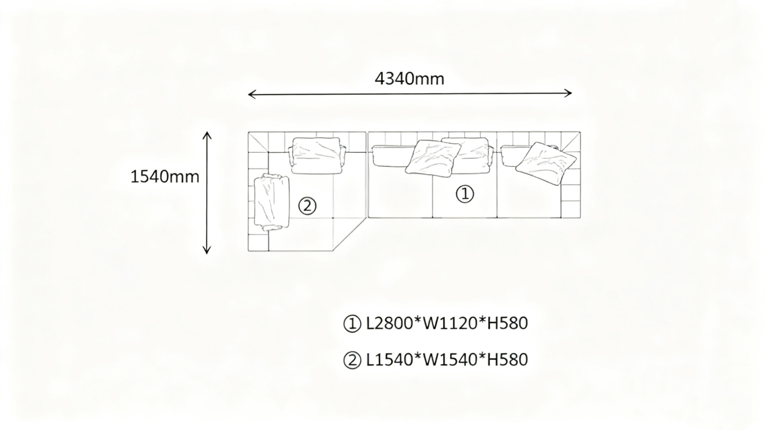 Luxury Modular Sofa with Dual Cushion Systems & Bronze Aluminum Base