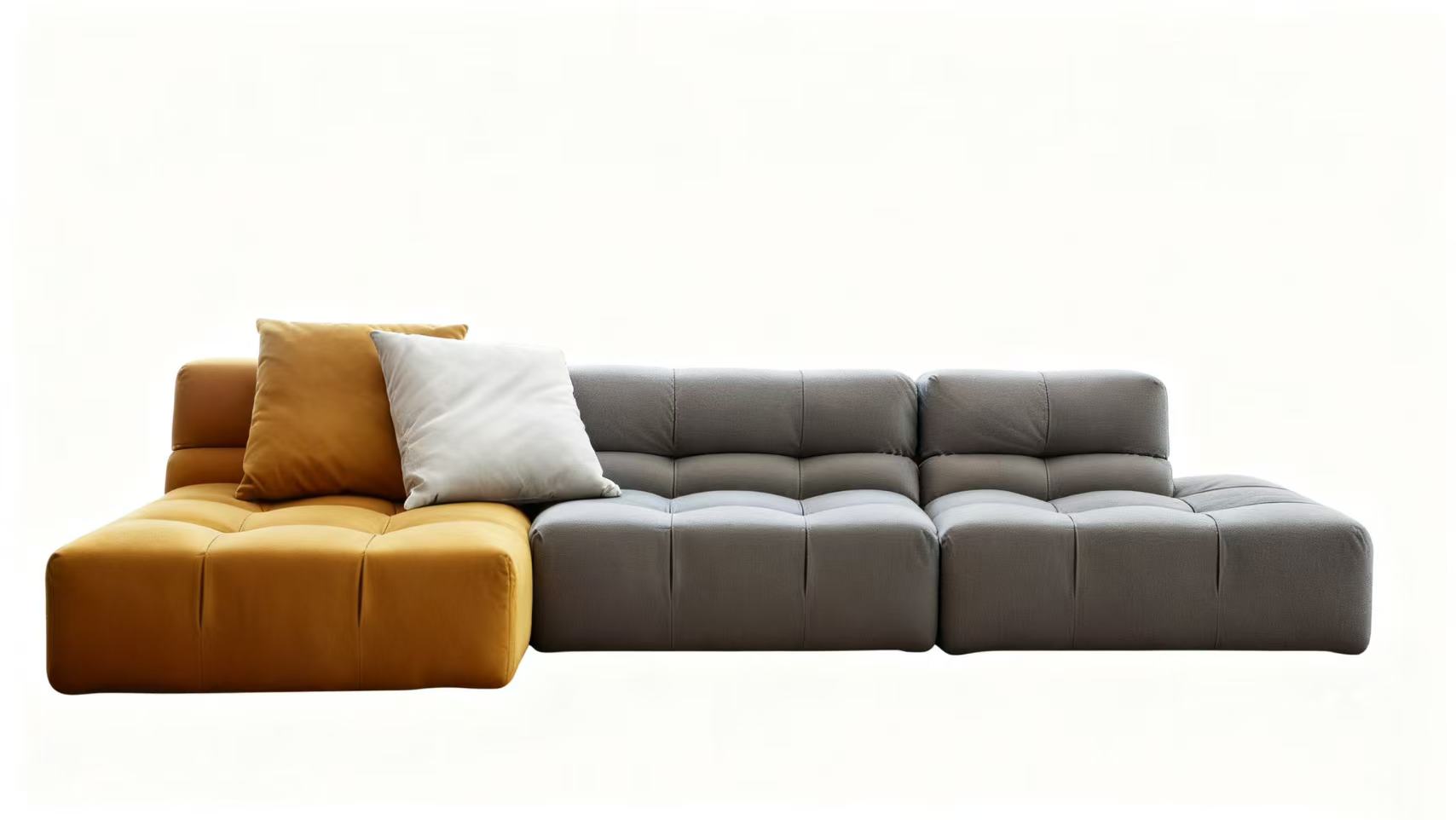Contemporary Chesterfield Style Modular Sofa with Ottoman