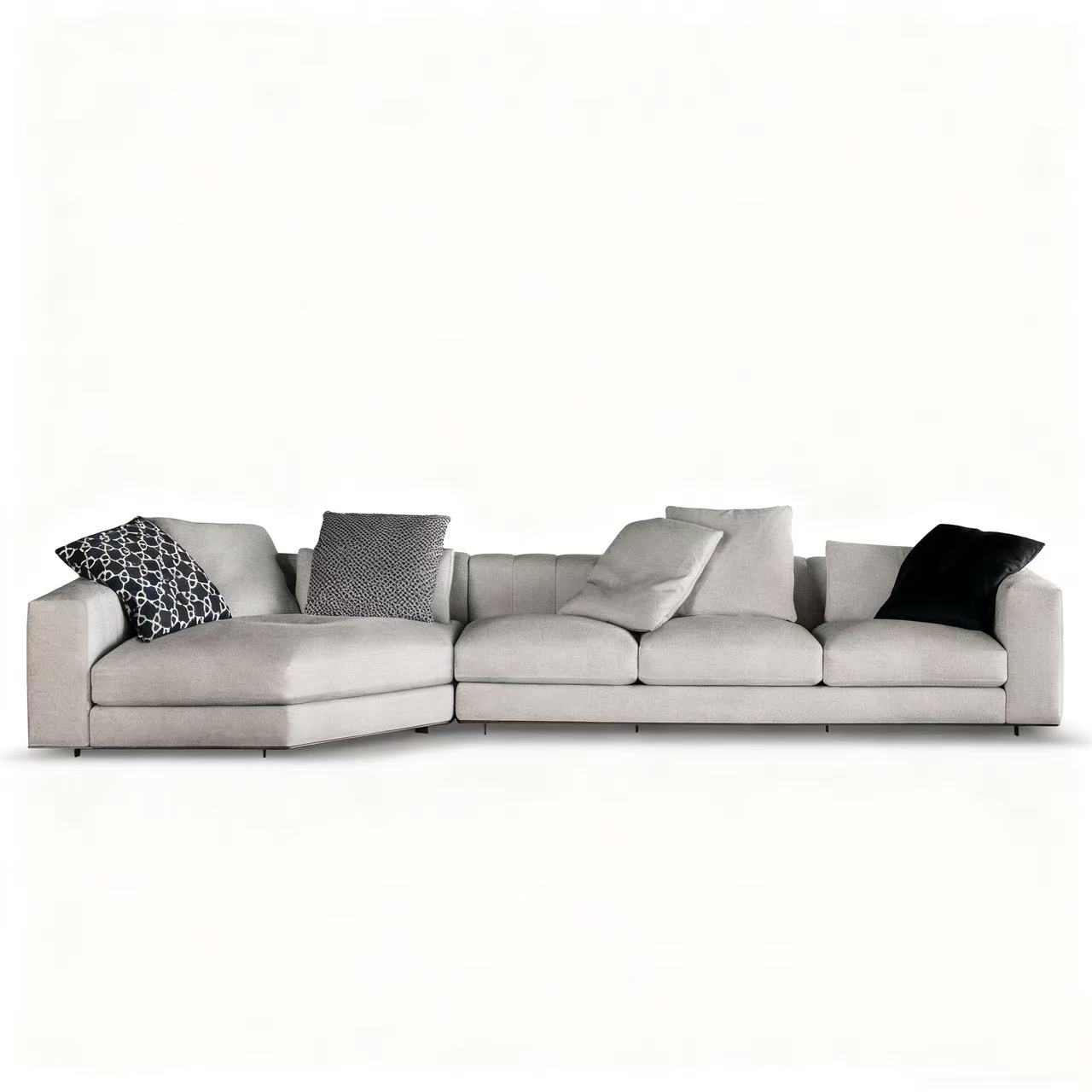Luxury Modular Sofa with Dual Cushion Systems & Bronze Aluminum Base