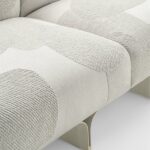 Luxury Modular Sofa Curved Wood Base Brass Accents Goose Down Cushions