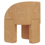 Curved Back Modern Upholstered Accent Chair in Beige Suede Fabric