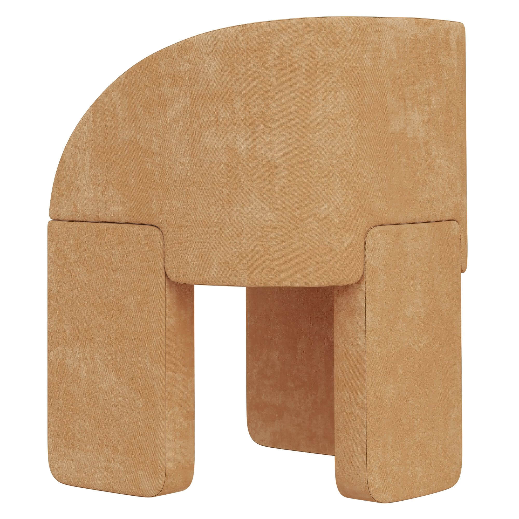 Curved Back Modern Upholstered Accent Chair in Beige Suede Fabric
