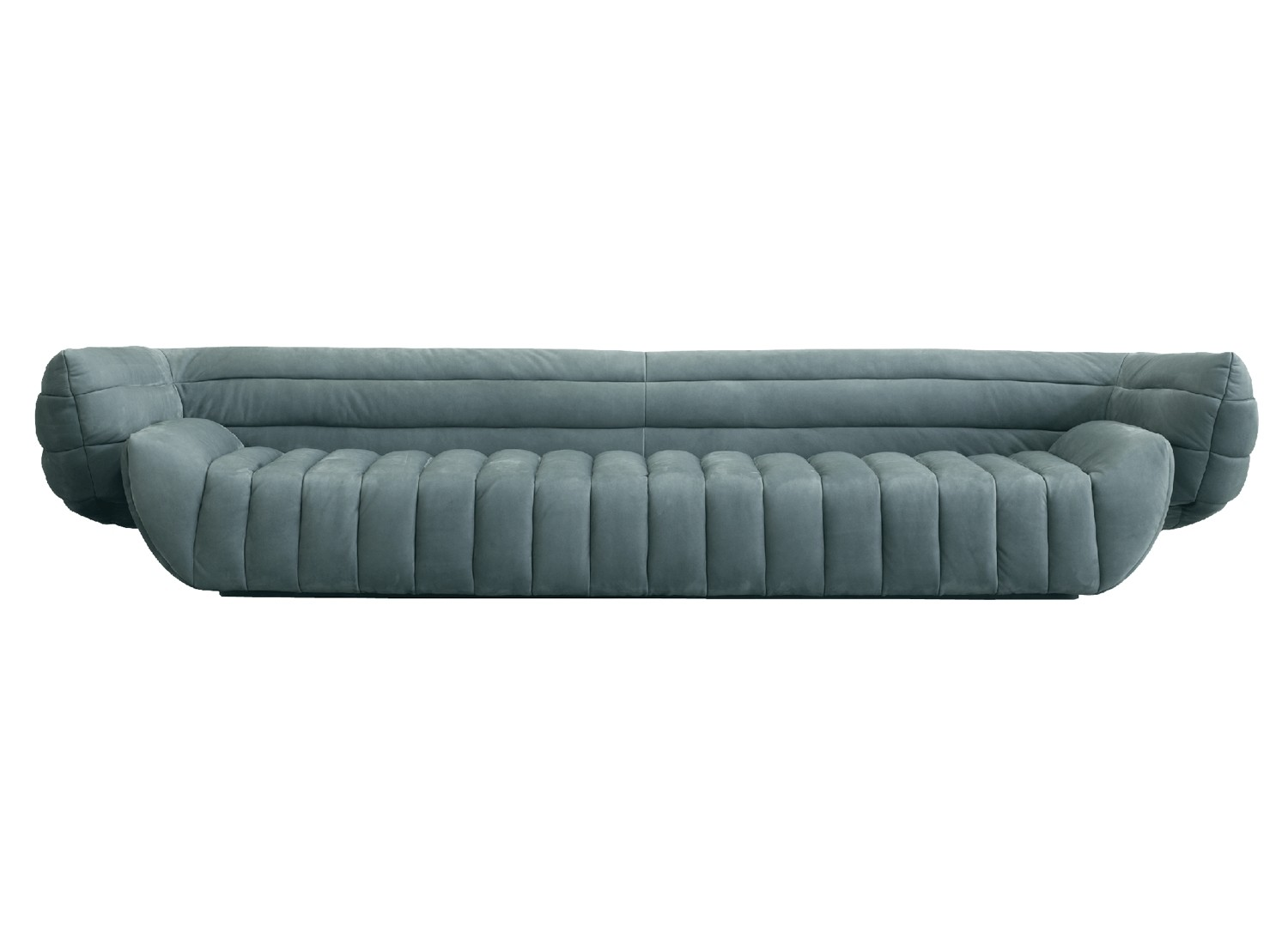 Sculptural Deconstructed Leather Sofa with Floating Elements and Artistic Quilting