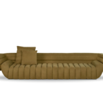 Sculptural Deconstructed Leather Sofa with Floating Elements and Artistic Quilting