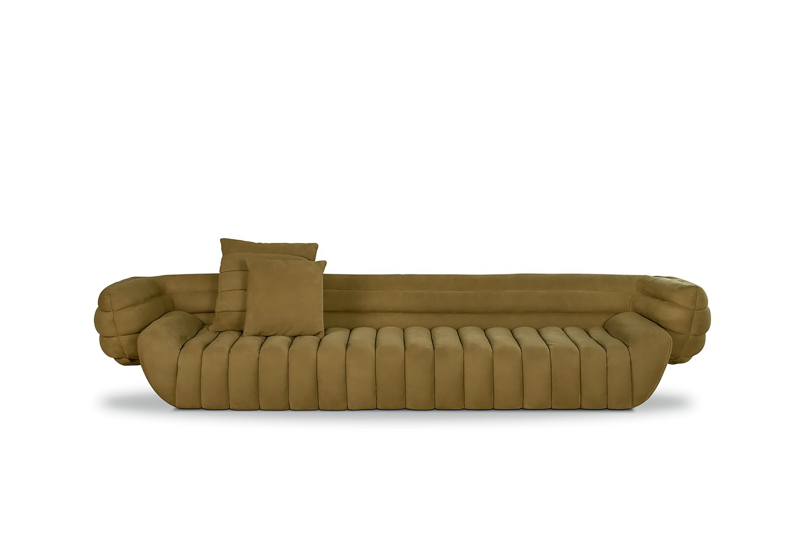 Sculptural Deconstructed Leather Sofa with Floating Elements and Artistic Quilting