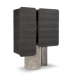Dark Textured Accent Table Marble Base Modern Geometric Design