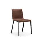 Brown Faux Leather Upholstered Black Metal Frame Modern Dining Chair