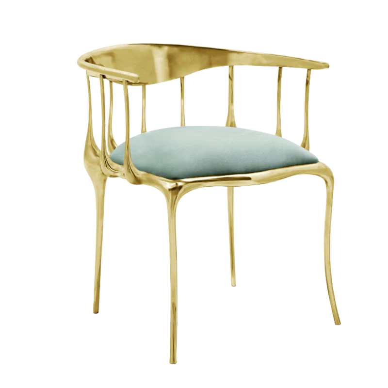 Gold Metal Frame Chair Black Velvet Seat Modern Accent Seating