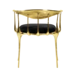 Gold Metal Frame Chair Black Velvet Seat Modern Accent Seating