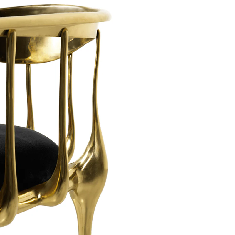 Gold Metal Frame Chair Black Velvet Seat Modern Accent Seating