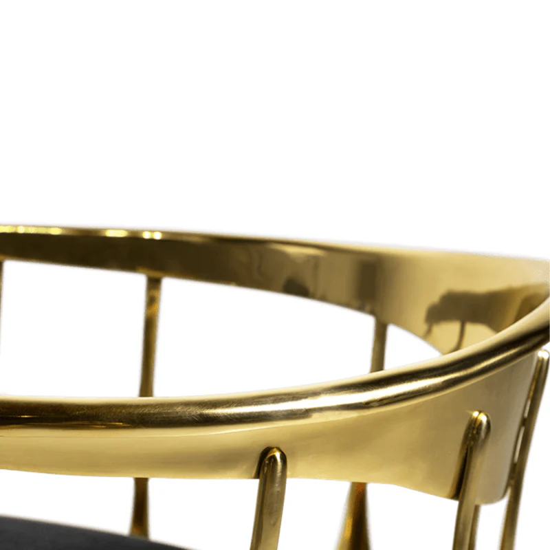 Gold Metal Frame Chair Black Velvet Seat Modern Accent Seating