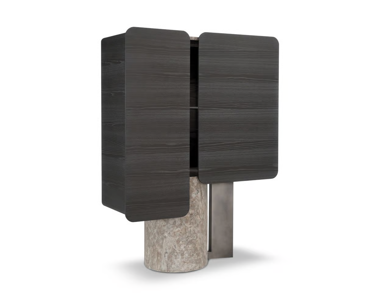 Dark Textured Accent Table Marble Base Modern Geometric Design