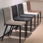 Brown Faux Leather Upholstered Black Metal Frame Modern Dining Chair