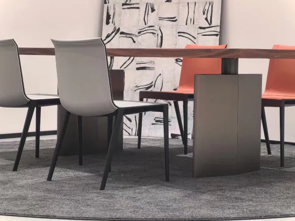 Brown Faux Leather Upholstered Black Metal Frame Modern Dining Chair