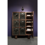 Animal Motif Drawer Cabinet Dark Wood Metal Accents Decorative Storage Furniture