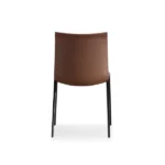 Brown Faux Leather Upholstered Black Metal Frame Modern Dining Chair