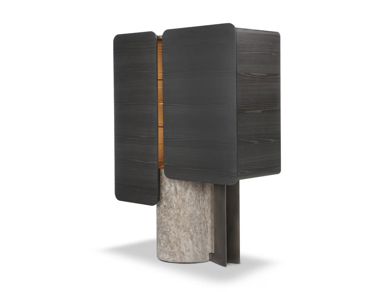 Dark Textured Accent Table Marble Base Modern Geometric Design