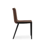 Brown Faux Leather Upholstered Black Metal Frame Modern Dining Chair