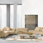 Modern Luxury Marble Coffee Table Solid Wood Accent Irregular