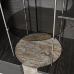 Dark Textured Accent Table Marble Base Modern Geometric Design