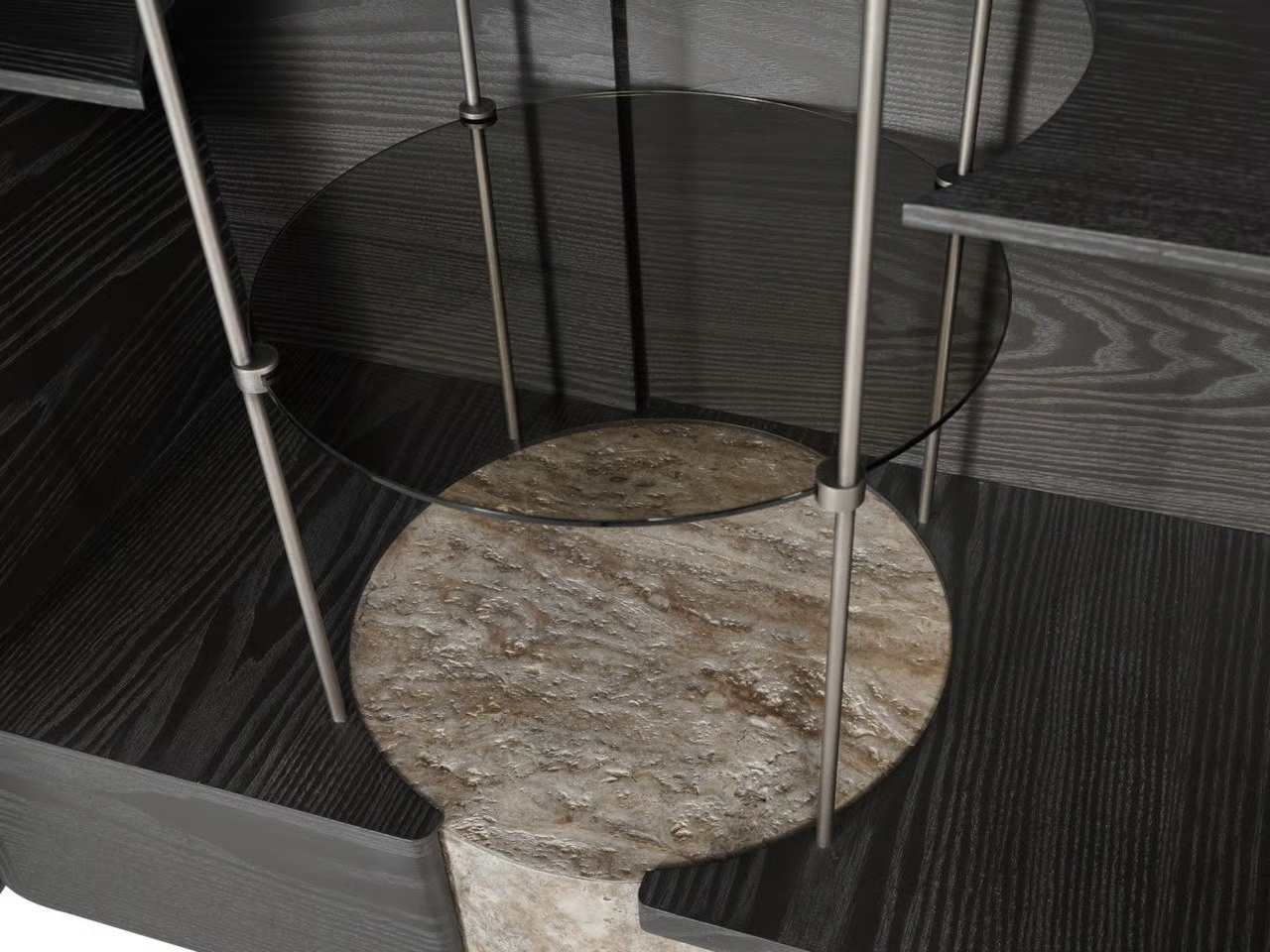 Dark Textured Accent Table Marble Base Modern Geometric Design