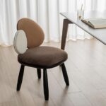 Two-Tone Cushion Chair Black Frame Curved Legs Modern Accent Seating