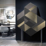 Geometric Wood Cabinet Hexagonal Shape Multi-Tone Modern Artistic Furniture