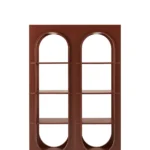 Arched Open Shelf Metal Display Cabinet in Terracotta Tone