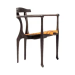 Dark Ebonized Wood Frame Tiger Print Upholstered Armchair