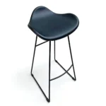 Black Faux Leather Heart Shaped Bar Stool with Metal Frame