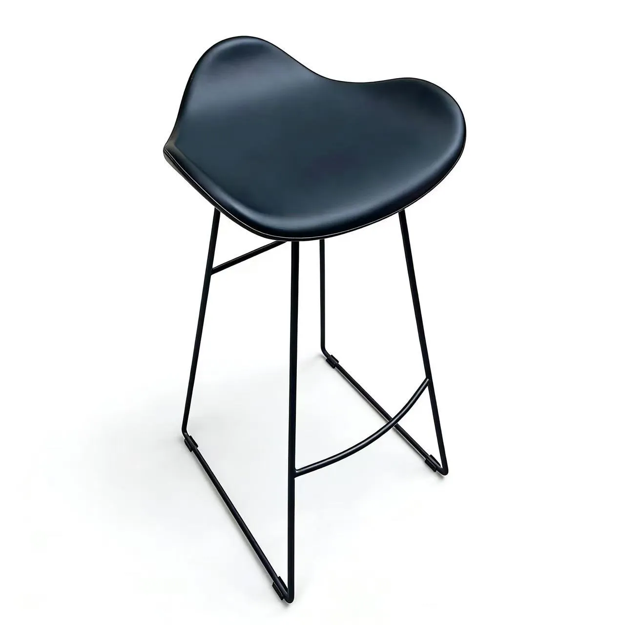 Black Faux Leather Heart Shaped Bar Stool with Metal Frame