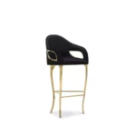 Black Velvet Upholstered Gold Metal Frame Bar Stool