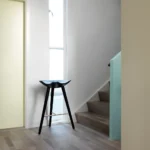 Black Wooden Bar Stool with Gold Metal Footrest