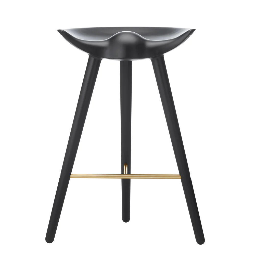 Black Wooden Bar Stool with Gold Metal Footrest