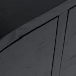 Black Wooden TV Console Curved Door Design Block Legs Modern Minimalist Storage Cabinet