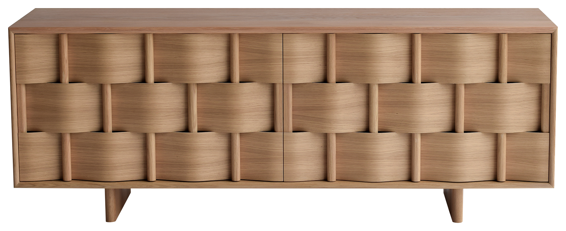 Oak Woven Sideboard Natural Texture Modern Storage Cabinet