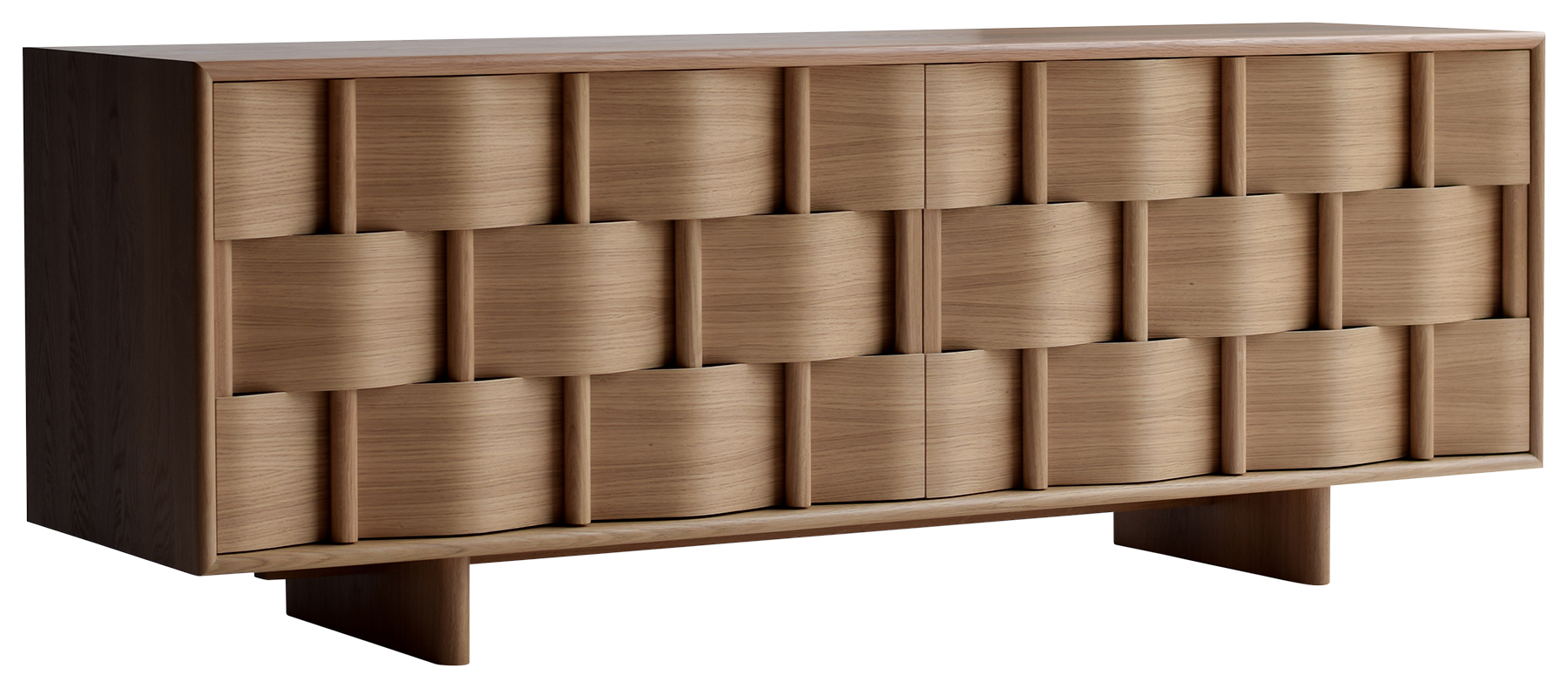 Oak Woven Sideboard Natural Texture Modern Storage Cabinet